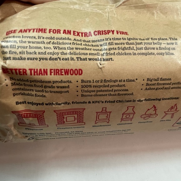 KFC Fire Starter Scented Firestarter Log 5 Hour Bucket of Chicken Flavor - Picture 5 of 6